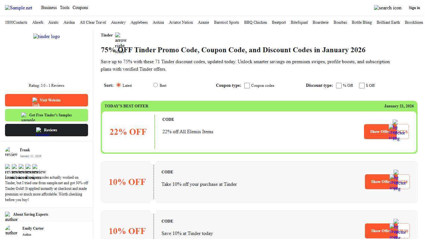 75% OFF Tinder Promo Code, Coupon Code, and Discount Codes in January 2026 - India